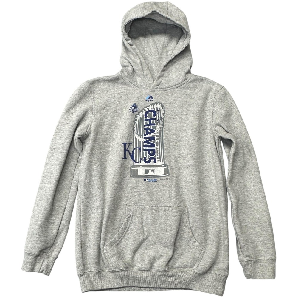 Kansas City Royals Hoodie Youth L Womens M Gray MLB Baseball World Series Champs